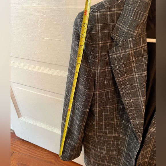 Asos Plaid Check Boyfriend Blazer Long Gray - Picture 4 of 5